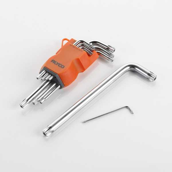 Juego de 9 llaves Torx inviolables en soporte plástico ALYCO ORANGE