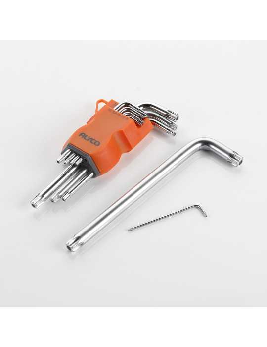 Juego de 9 llaves Torx inviolables en soporte plástico ALYCO ORANGE