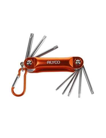 Juego de 8 llaves Torx inviolables en navaja metálica ALYCO ORANGE