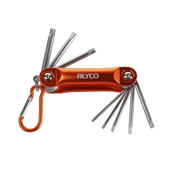 Juego de 8 llaves Torx inviolables en navaja metálica ALYCO ORANGE
