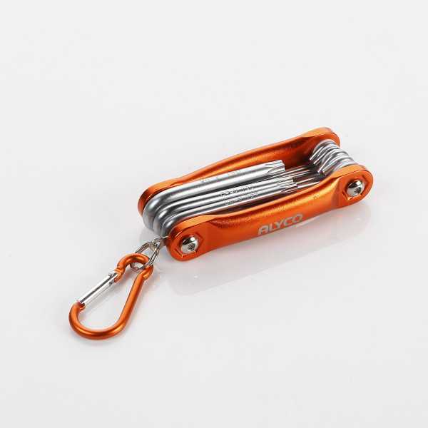 Juego de 8 llaves Torx inviolables en navaja metálica ALYCO ORANGE