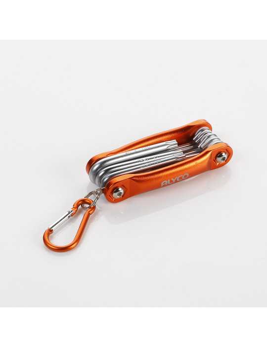 Juego de 8 llaves Torx inviolables en navaja metálica ALYCO ORANGE