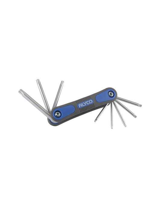 Juego de 8 llaves Torx inviolables T9-T40 en navaja bicomponente ALYCO