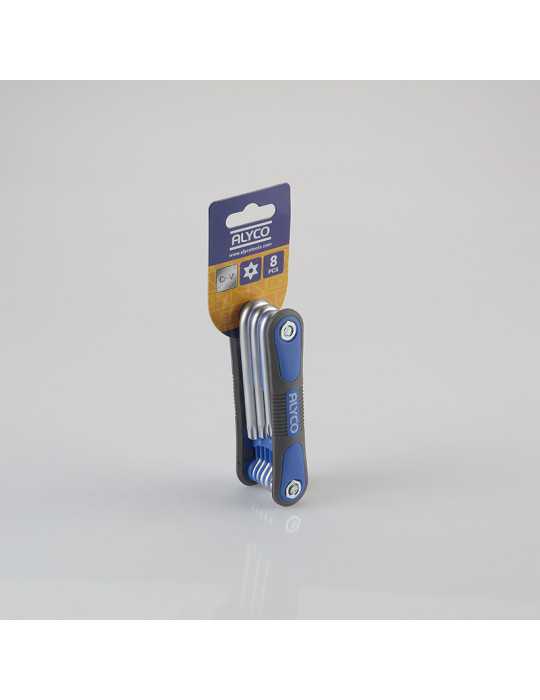 Juego de 8 llaves Torx inviolables T9-T40 en navaja bicomponente ALYCO