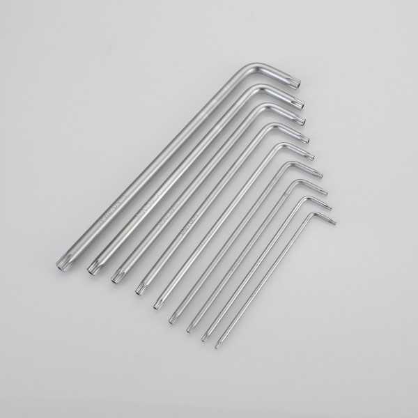 Juego de llaves Torx inviolables extralargas en soporte plástico ALYCO