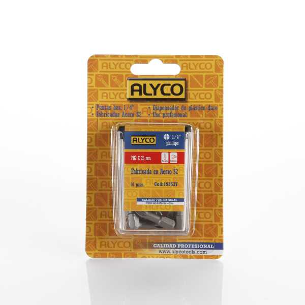 Caja de 10 puntas Phillips PH1x25 mm de 1/4" ALYCO