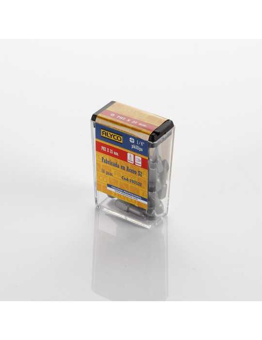 Caja de 10 puntas Phillips PH1x25 mm de 1/4" ALYCO