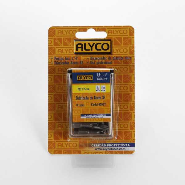 Punta Pozidriv PZ1x25 mm de 1/4" ALYCO