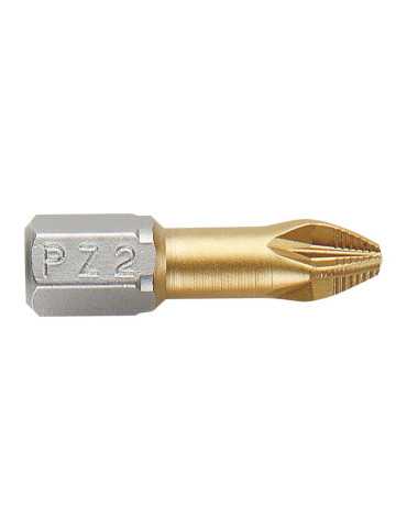 Punta Pozidriv PZ1x25 mm con recubrimiento de titanio de 1/4" ALYCO