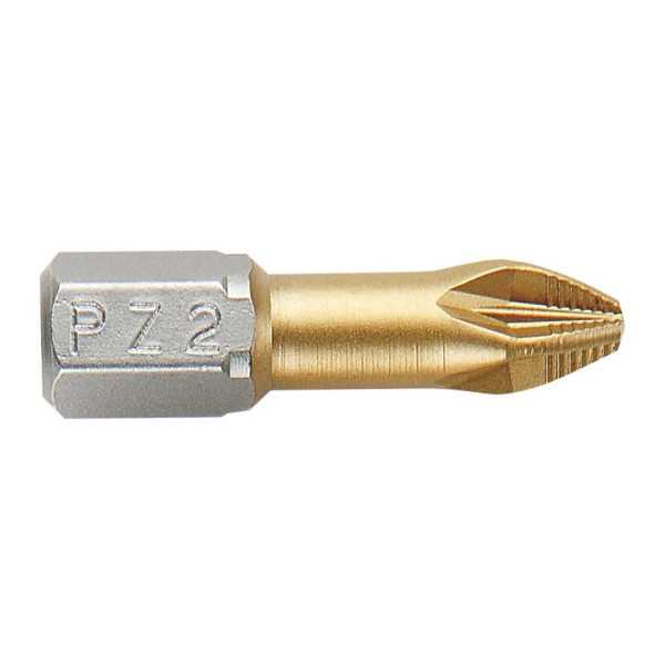 Punta Pozidriv PZ2x25 mm con recubrimiento de titanio de 1/4" ALYCO