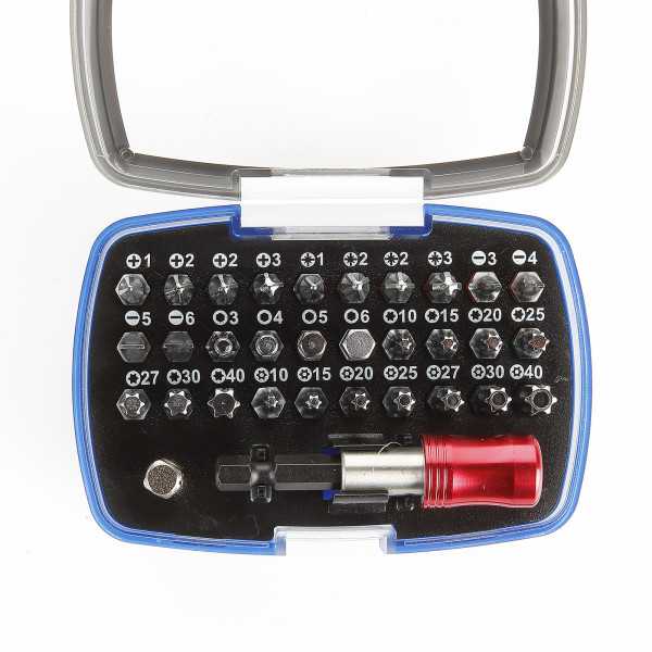 Juego de 32 puntas y adaptadores de 1/4" en caja de plástico ALYCO