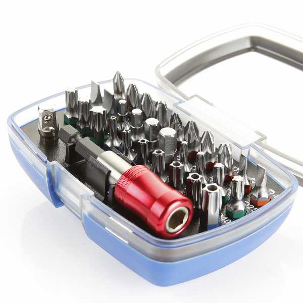 Juego de 32 puntas y adaptadores de 1/4" en caja de plástico ALYCO