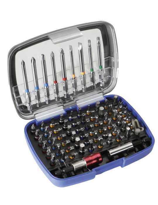 Juego de 71 puntas y adaptadores de 1/4" en caja de plástico ALYCO