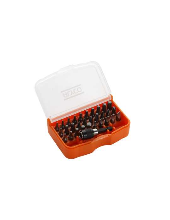 Juego de 30 puntas de atornillar de 1/4" y adaptador en caja de plástico ALYCO ORANGE