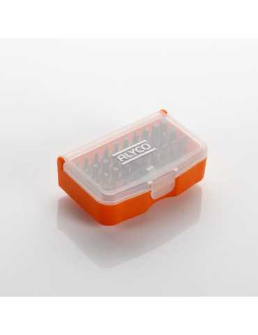 Juego de 30 puntas de atornillar de 1/4" y adaptador en caja de plástico ALYCO ORANGE 2
