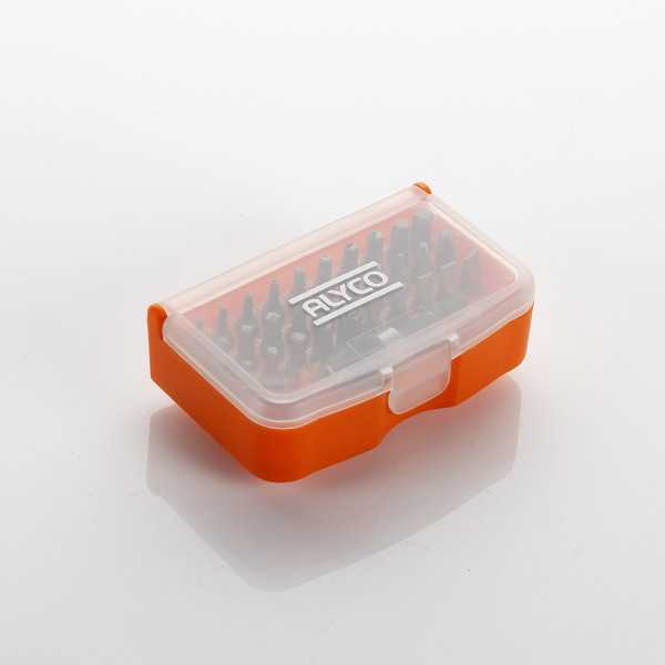 Juego de 30 puntas de atornillar de 1/4" y adaptador en caja de plástico ALYCO ORANGE