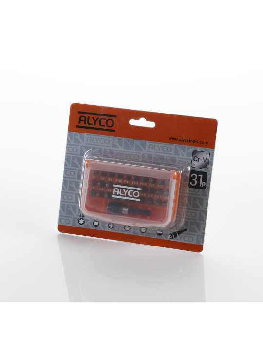 Juego de 30 puntas de atornillar de 1/4" y adaptador en caja de plástico ALYCO ORANGE