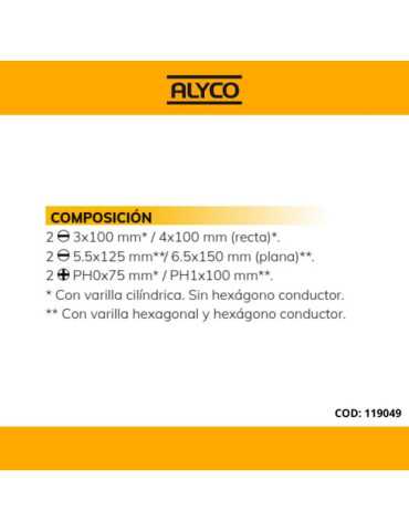 Juego de 6 destornilladores en blister ALYCO 2