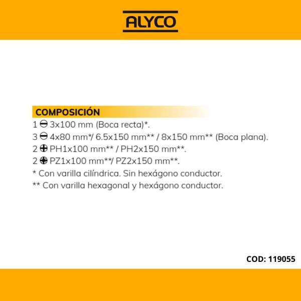 Juego de 8 destornilladores en caja cartón ALYCO