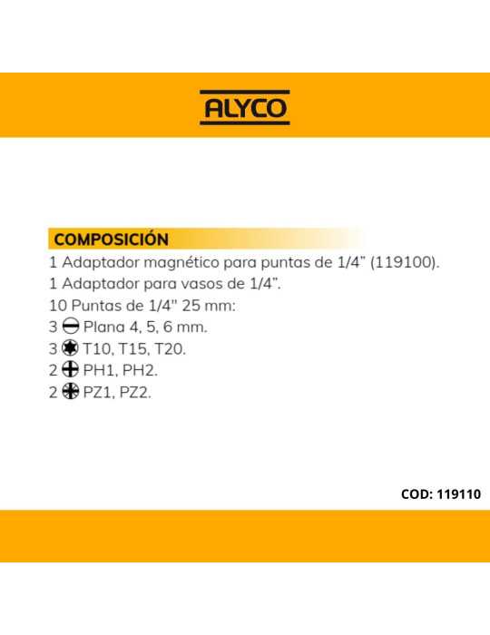 Juego de puntas y adaptador magnético ALYCO
