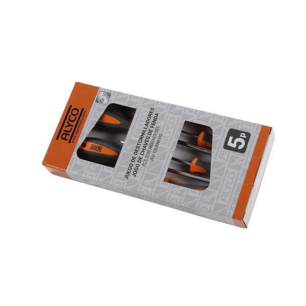 Juego de 5 destornilladores en caja cartón ALYCO ORANGE