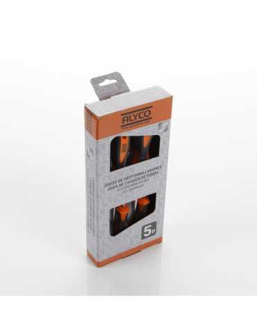 Juego de 5 destornilladores en caja cartón ALYCO ORANGE 2