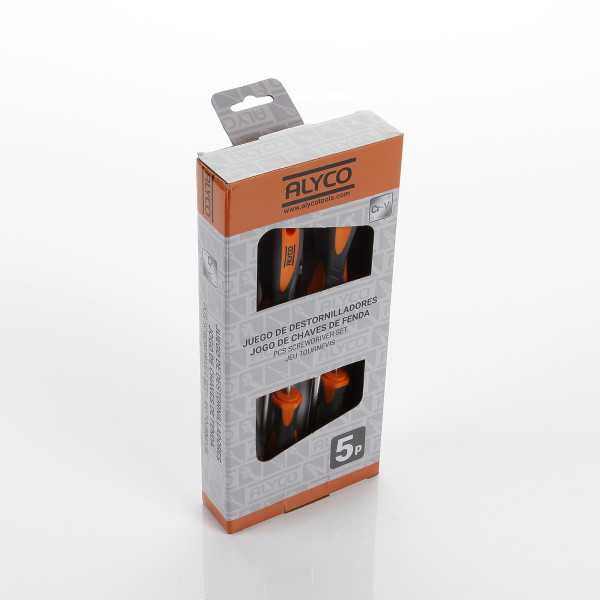 Juego de 5 destornilladores en caja cartón ALYCO ORANGE