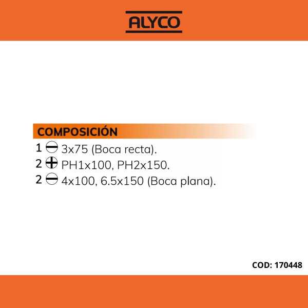 Juego de 5 destornilladores en caja cartón ALYCO ORANGE