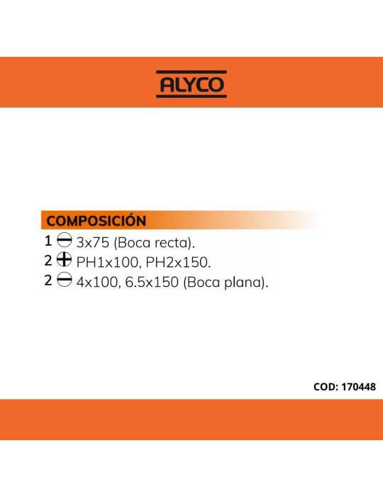 Juego de 5 destornilladores en caja cartón ALYCO ORANGE