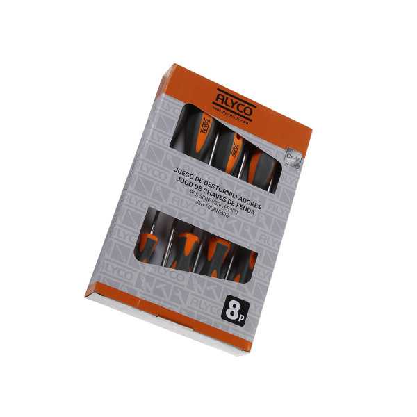 Juego de 8 destornilladores en caja cartón ALYCO ORANGE