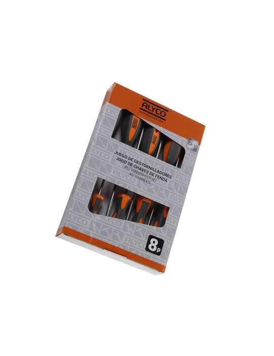 Juego de 8 destornilladores en caja cartón ALYCO ORANGE
