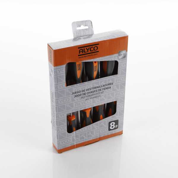Juego de 8 destornilladores en caja cartón ALYCO ORANGE