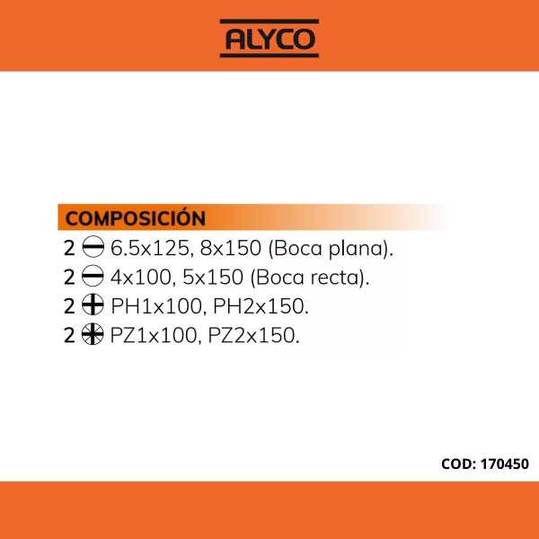 Juego de 8 destornilladores en caja cartón ALYCO ORANGE
