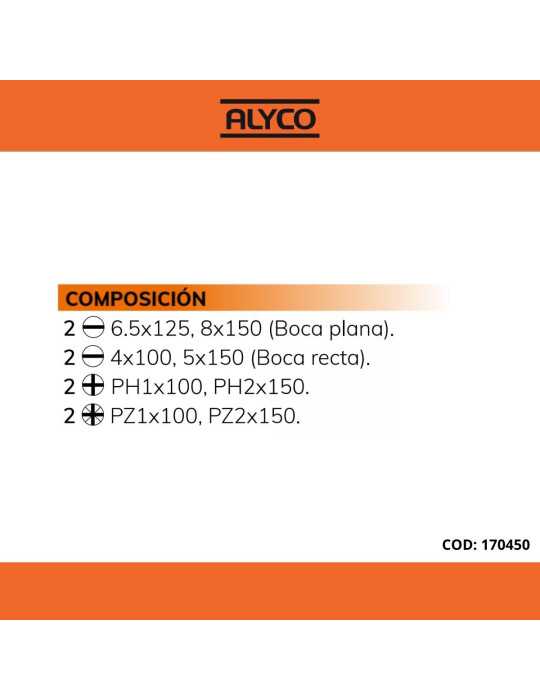 Juego de 8 destornilladores en caja cartón ALYCO ORANGE