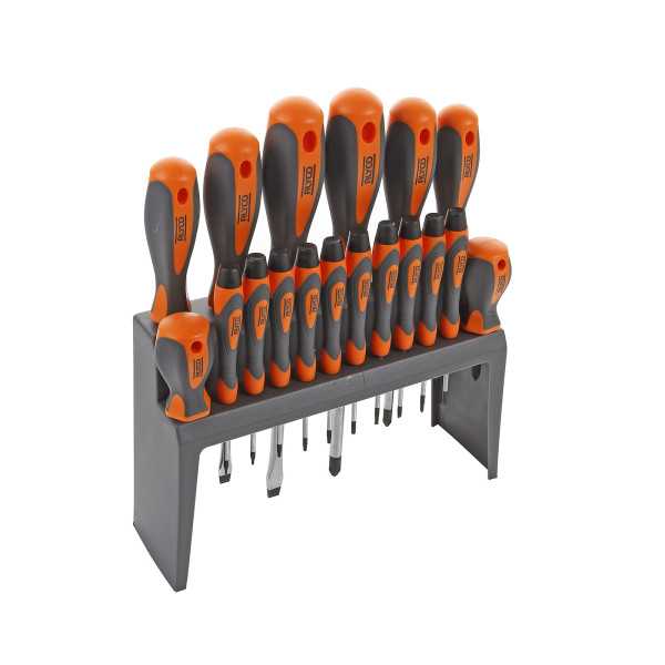 Juego combinado de destornilladores 18 piezas en soporte plástico ALYCO ORANGE