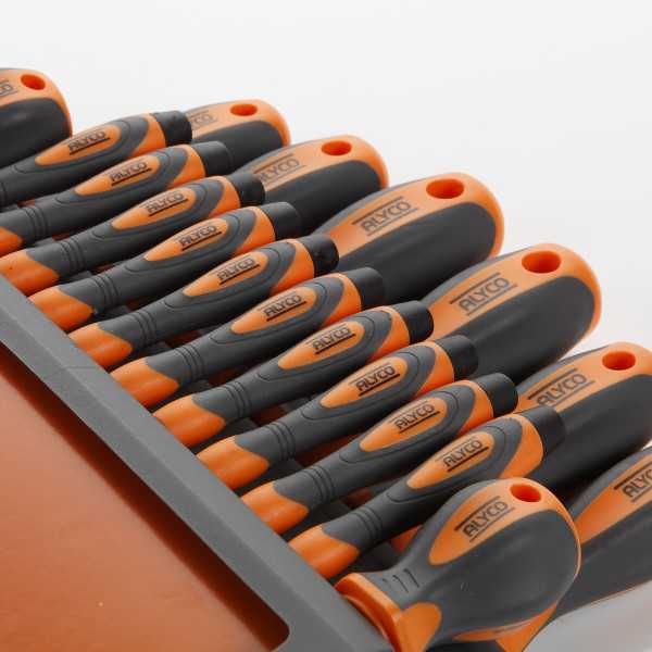Juego combinado de destornilladores 18 piezas en soporte plástico ALYCO ORANGE