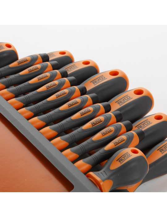 Juego combinado de destornilladores 18 piezas en soporte plástico ALYCO ORANGE