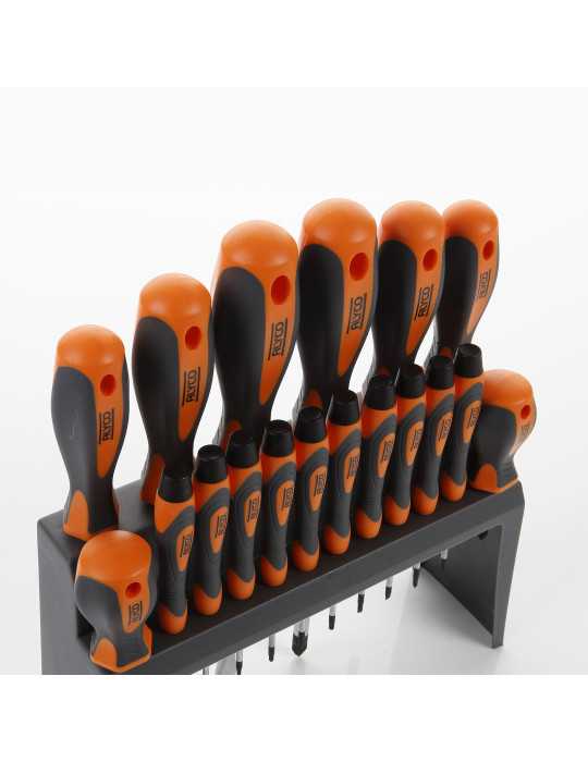 Juego combinado de destornilladores 18 piezas en soporte plástico ALYCO ORANGE