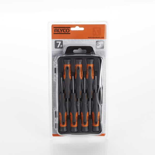 Juego de 7 destornilladores de precisión en caja de plástico ALYCO ORANGE