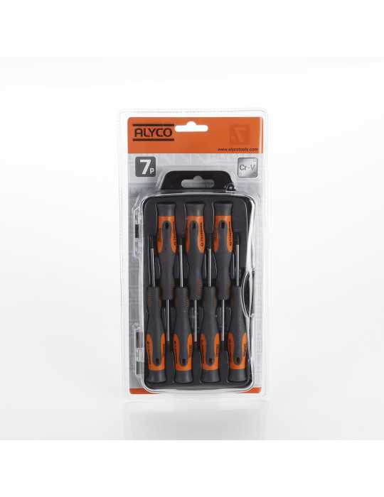 Juego de 7 destornilladores de precisión en caja de plástico ALYCO ORANGE