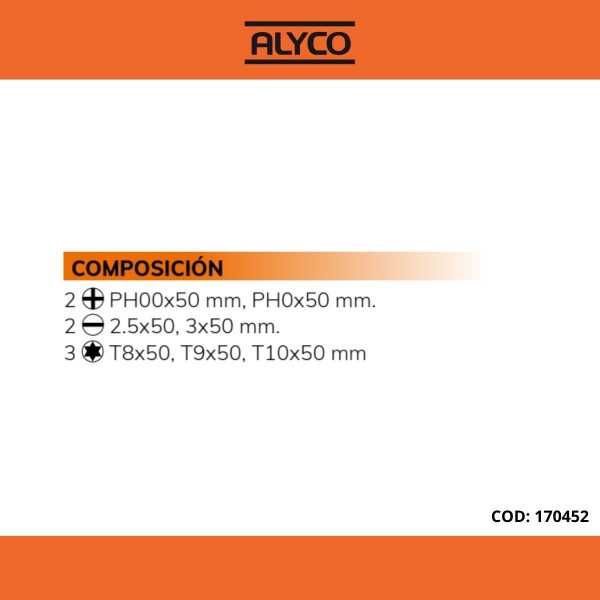 Juego de 7 destornilladores de precisión en caja de plástico ALYCO ORANGE