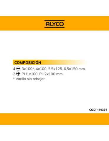 Juego de 6 destornilladores aislados para electricista con mango bimaterial ALYCO 2