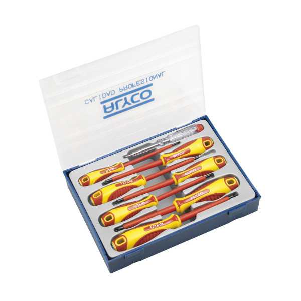 Juego de 8 destornilladores aislados VDE en caja de plástico ALYCO