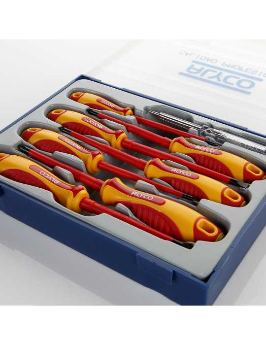 Juego de 8 destornilladores aislados VDE en caja de plástico ALYCO