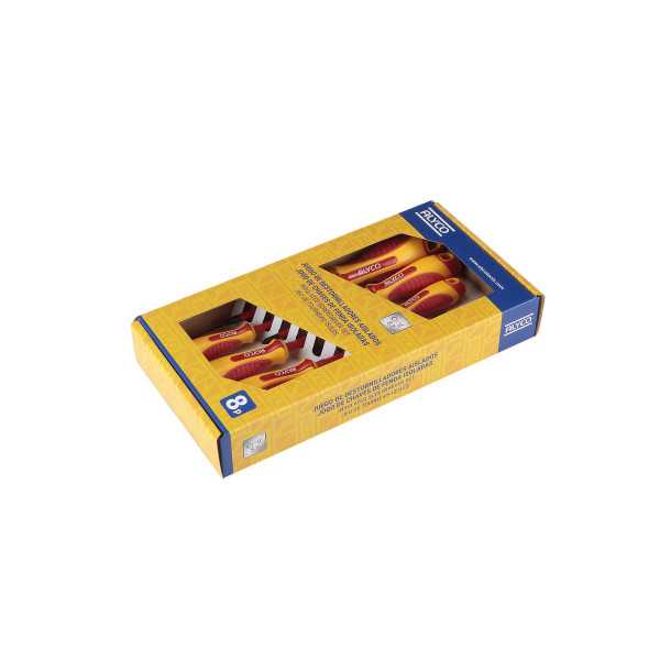 Juego de 8 destornilladores aislados VDE en caja cartón ALYCO