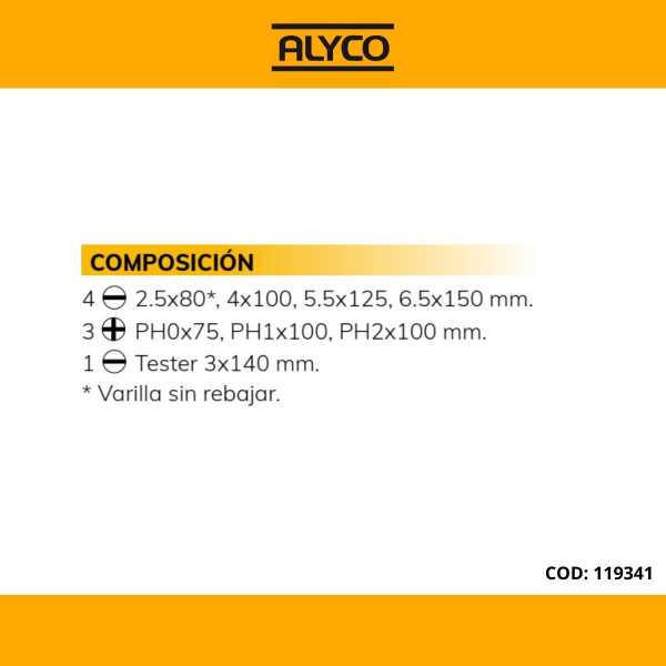 Juego de 8 destornilladores aislados VDE en caja cartón ALYCO