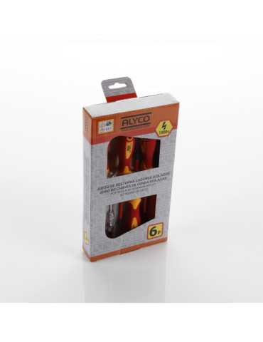 Juego de 6 destornilladores aislados 1000V VDE en caja cartón ALYCO ORANGE 2