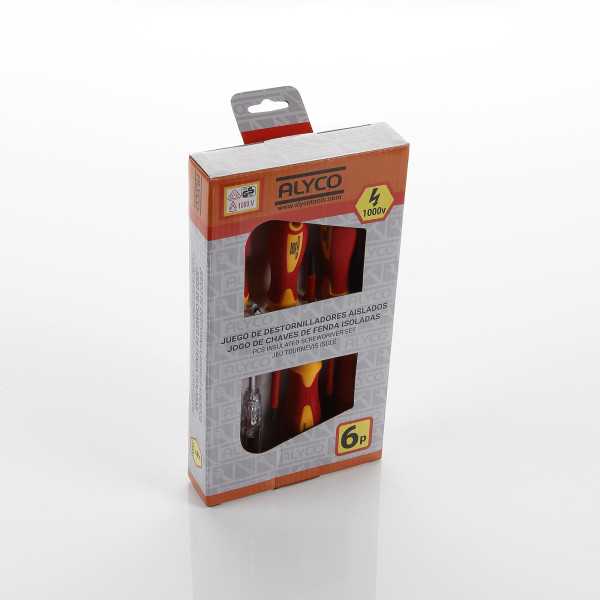 Juego de 6 destornilladores aislados 1000V VDE en caja cartón ALYCO ORANGE
