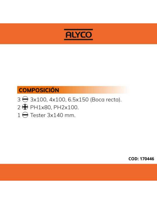 Juego de 6 destornilladores aislados 1000V VDE en caja cartón ALYCO ORANGE