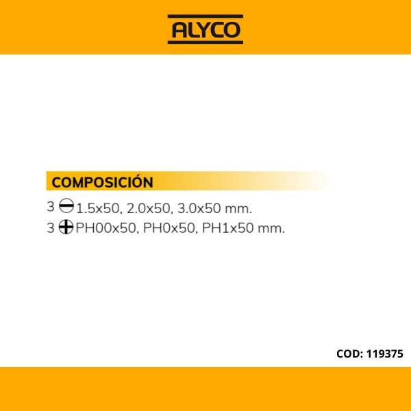 Juego de 6 destornilladores de precisión aislados en caja de plástico ALYCO